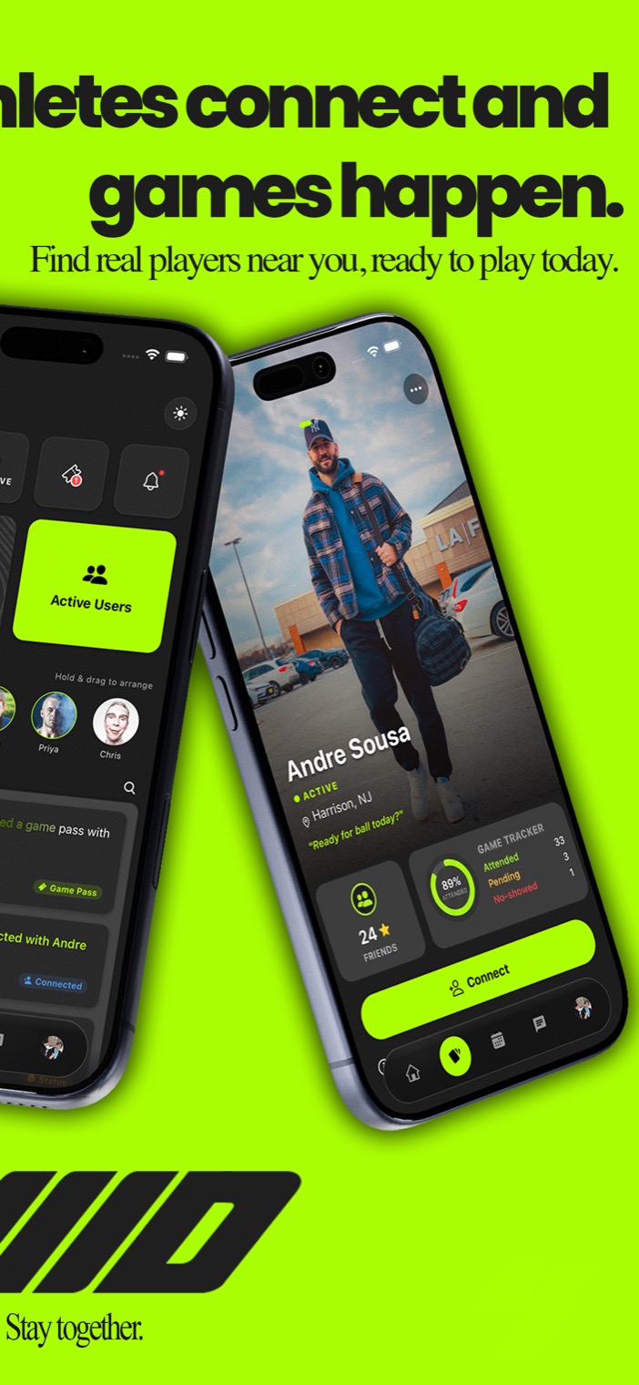Find real players near you, ready to play today: a player profile showing their game tracker.